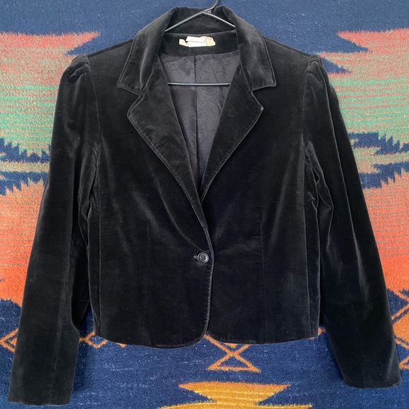 VTG. Kaki Roberts Velvet Blazer Style Jacket! 100% Cotton. Size 11. Pockets! - Picture 1 of 12